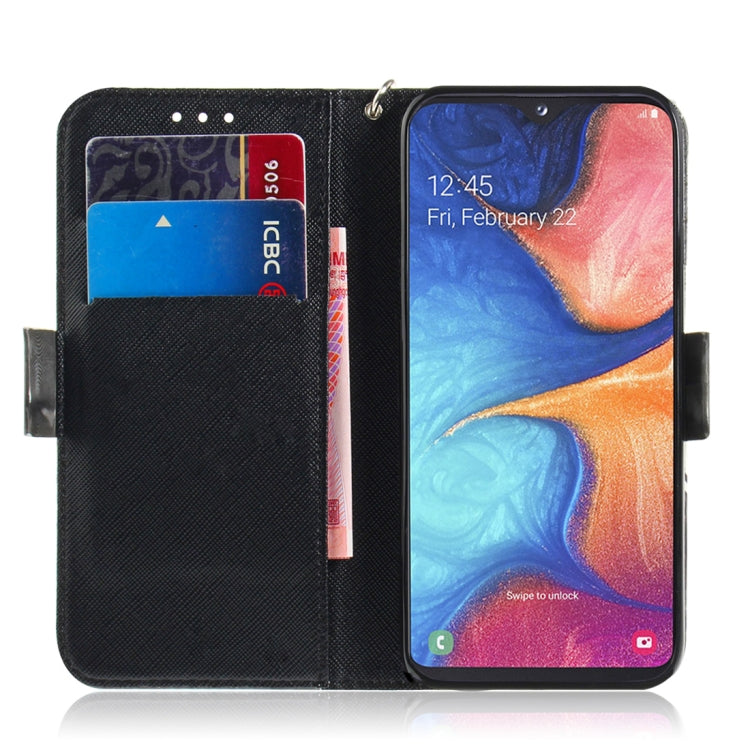 3D Colored Drawing Hug Cat Pattern Horizontal Flip Leather Case for Galaxy A20e, with Holder & Card Slots & Wallet