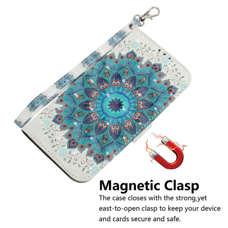 3D Colored Drawing Peacock Wreath Pattern Horizontal Flip Leather Case for Galaxy A20e, with Holder & Card Slots & Wallet