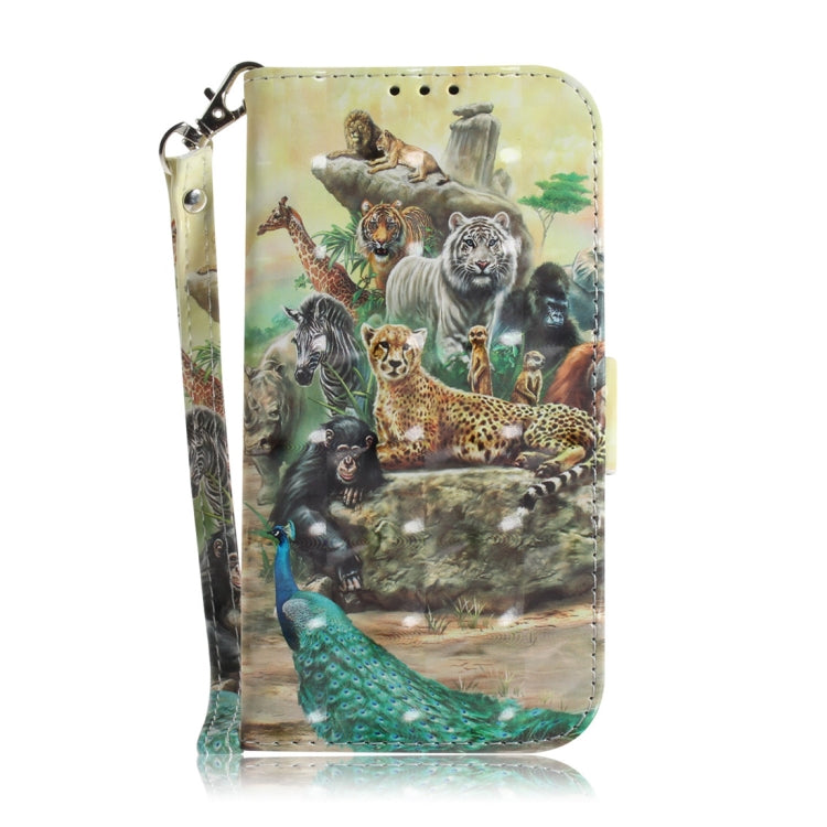 3D Colored Drawing Animals Pattern Horizontal Flip Leather Case for Galaxy A20e, with Holder & Card Slots & Wallet