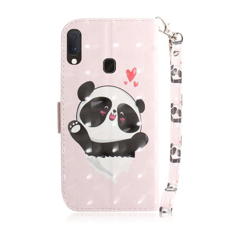 3D Colored Drawing Heart Panda Pattern Horizontal Flip Leather Case for Galaxy A20e, with Holder & Card Slots & Wallet