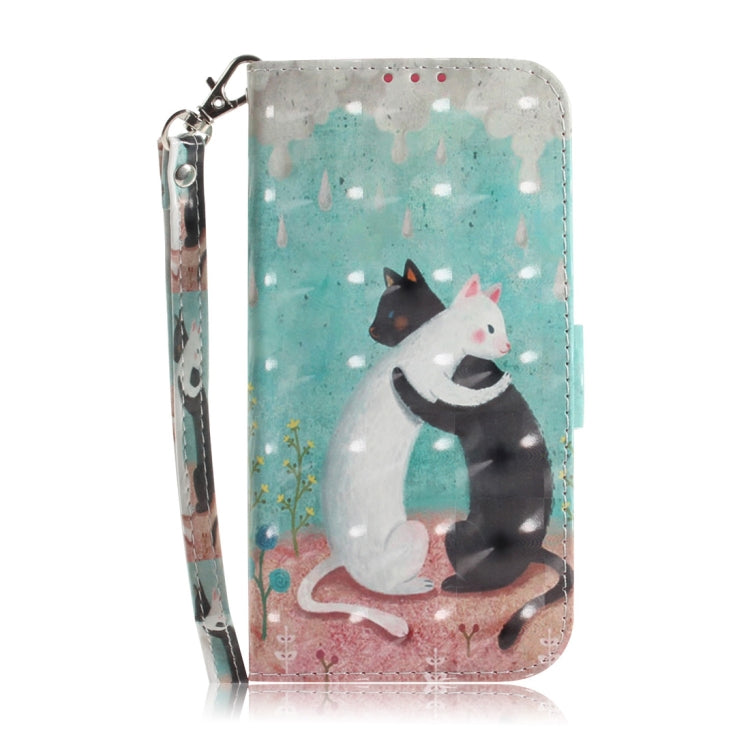 3D Colored Drawing Cats Pattern Horizontal Flip Leather Case for Galaxy A20e, with Holder & Card Slots & Wallet