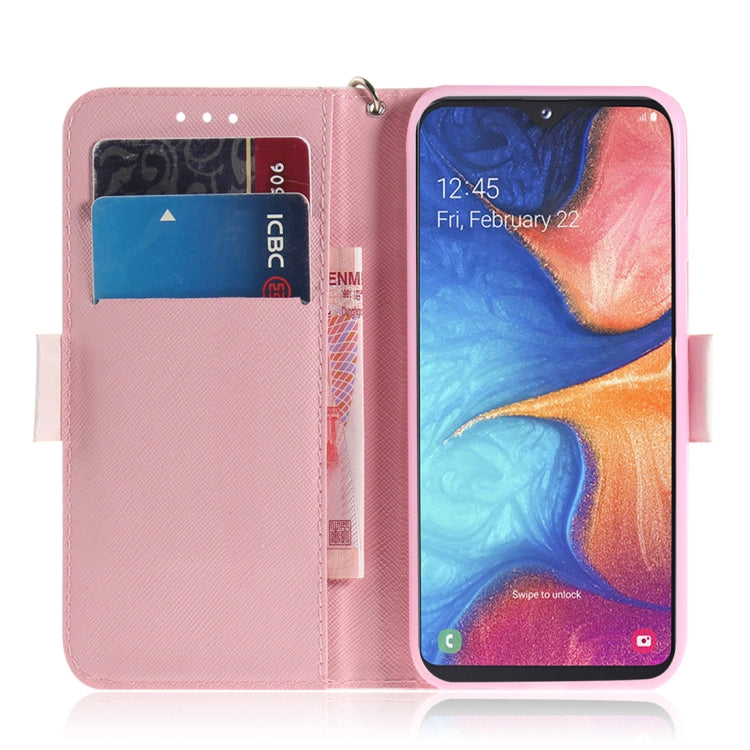 3D Colored Drawing Cats Pattern Horizontal Flip Leather Case for Galaxy A20e, with Holder & Card Slots & Wallet