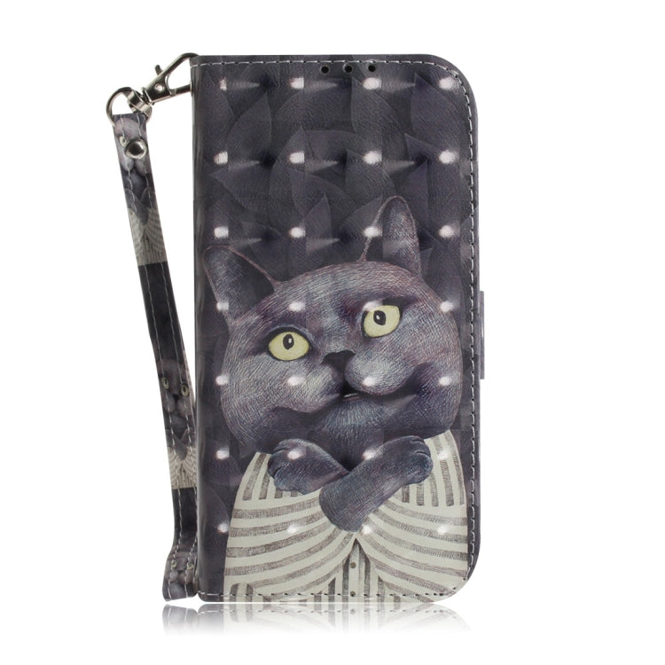 3D Colored Drawing Hug Cat Pattern Horizontal Flip Leather Case for Galaxy A60, with Holder & Card Slots & Wallet