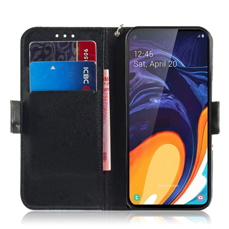 3D Colored Drawing Hug Cat Pattern Horizontal Flip Leather Case for Galaxy A60, with Holder & Card Slots & Wallet