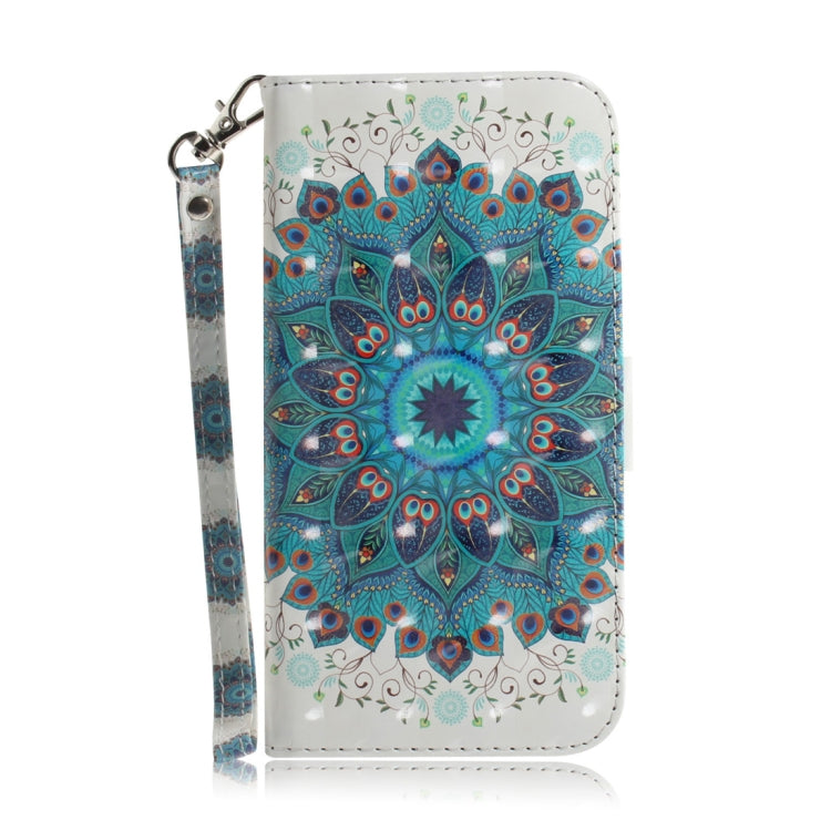 3D Colored Drawing Peacock Wreath Pattern Horizontal Flip Leather Case for Galaxy A60, with Holder & Card Slots & Wallet