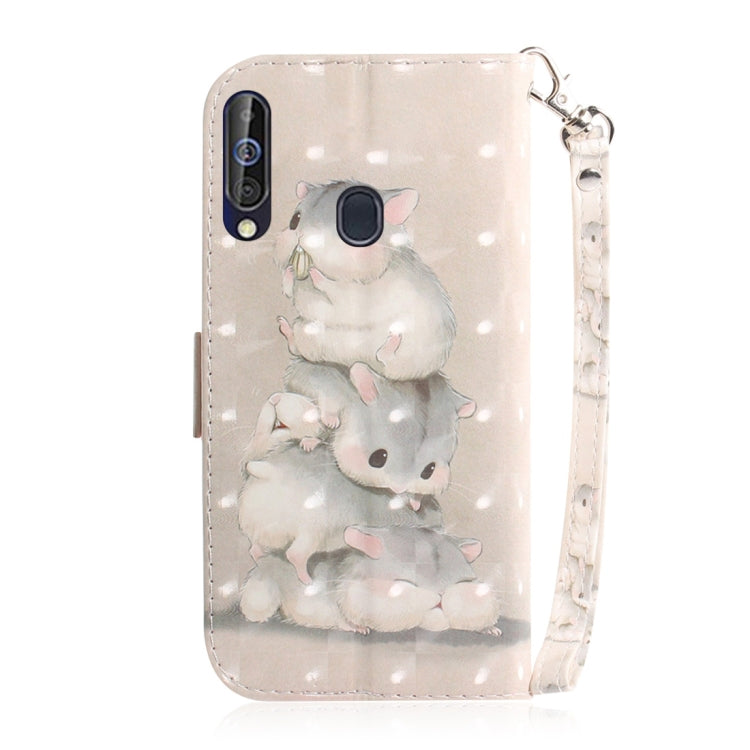 3D Colored Drawing Squirrels Pattern Horizontal Flip Leather Case for Galaxy A60, with Holder & Card Slots & Wallet
