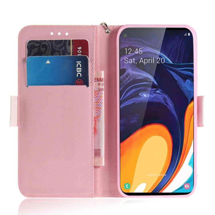 3D Colored Drawing Butterfly High-heeled Shoes Pattern Horizontal Flip Leather Case for Galaxy A60, with Holder & Card Slots & Wallet