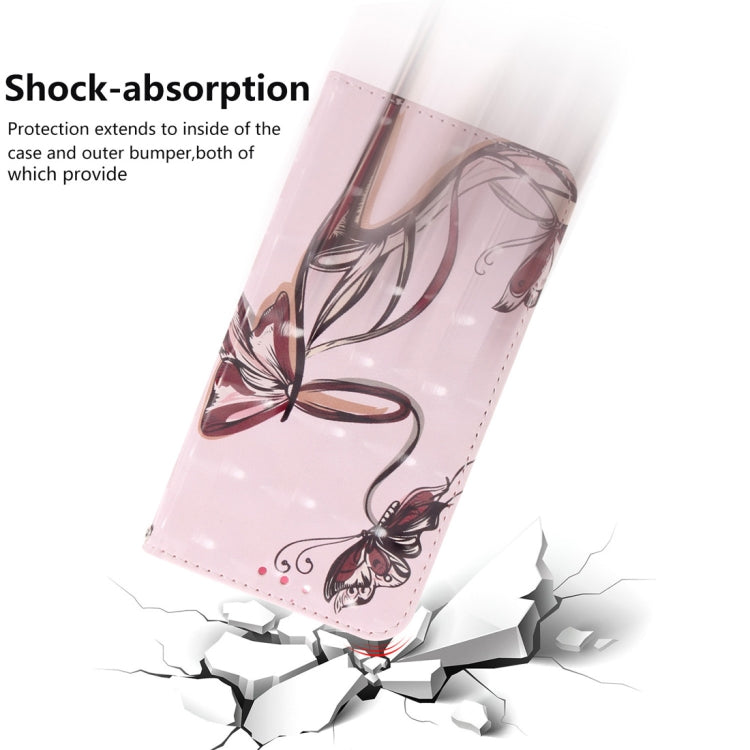 3D Colored Drawing Butterfly High-heeled Shoes Pattern Horizontal Flip Leather Case for Galaxy A60, with Holder & Card Slots & Wallet