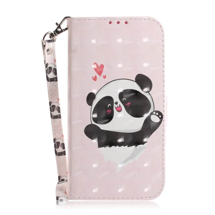 3D Colored Drawing Heart Panda Pattern Horizontal Flip Leather Case for Galaxy A60, with Holder & Card Slots & Wallet
