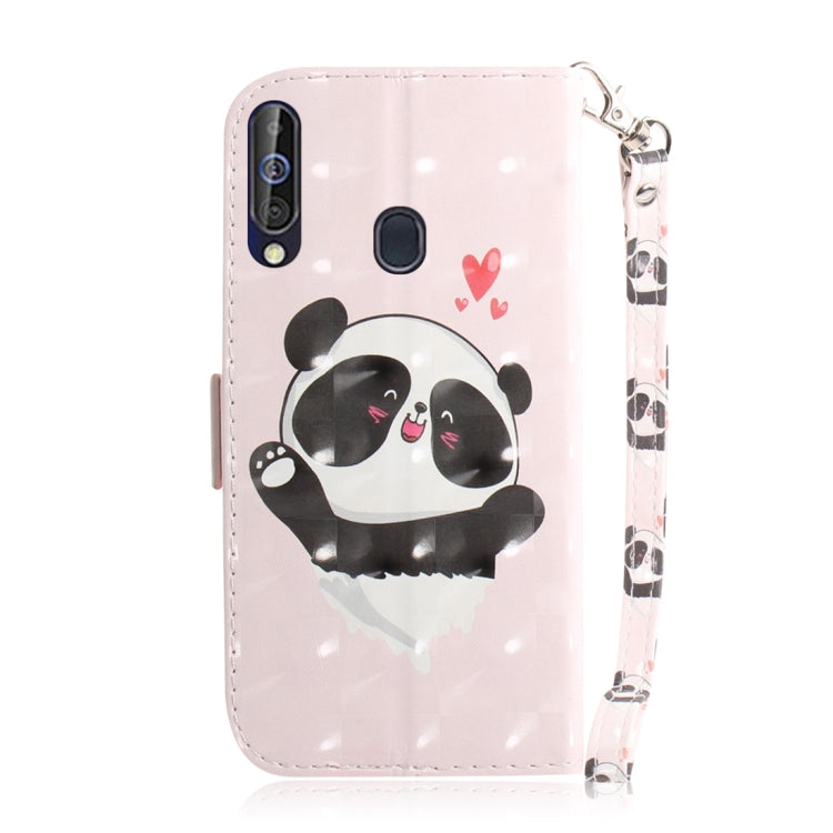3D Colored Drawing Heart Panda Pattern Horizontal Flip Leather Case for Galaxy A60, with Holder & Card Slots & Wallet