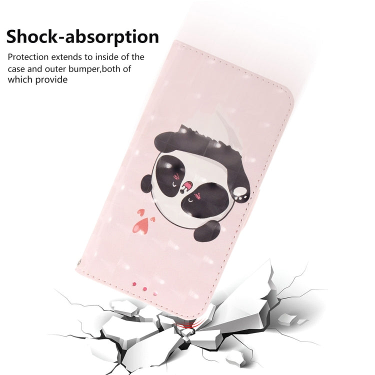 3D Colored Drawing Heart Panda Pattern Horizontal Flip Leather Case for Galaxy A60, with Holder & Card Slots & Wallet