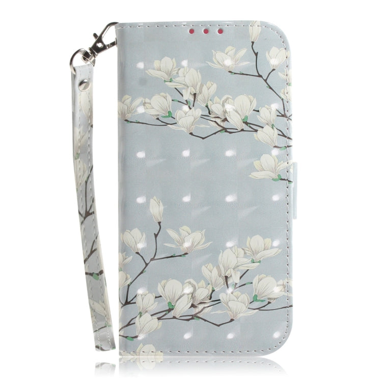 3D Colored Drawing Magnolia Pattern Horizontal Flip Leather Case for Galaxy A60, with Holder & Card Slots & Wallet