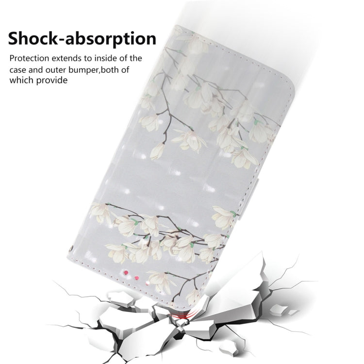 3D Colored Drawing Magnolia Pattern Horizontal Flip Leather Case for Galaxy A60, with Holder & Card Slots & Wallet