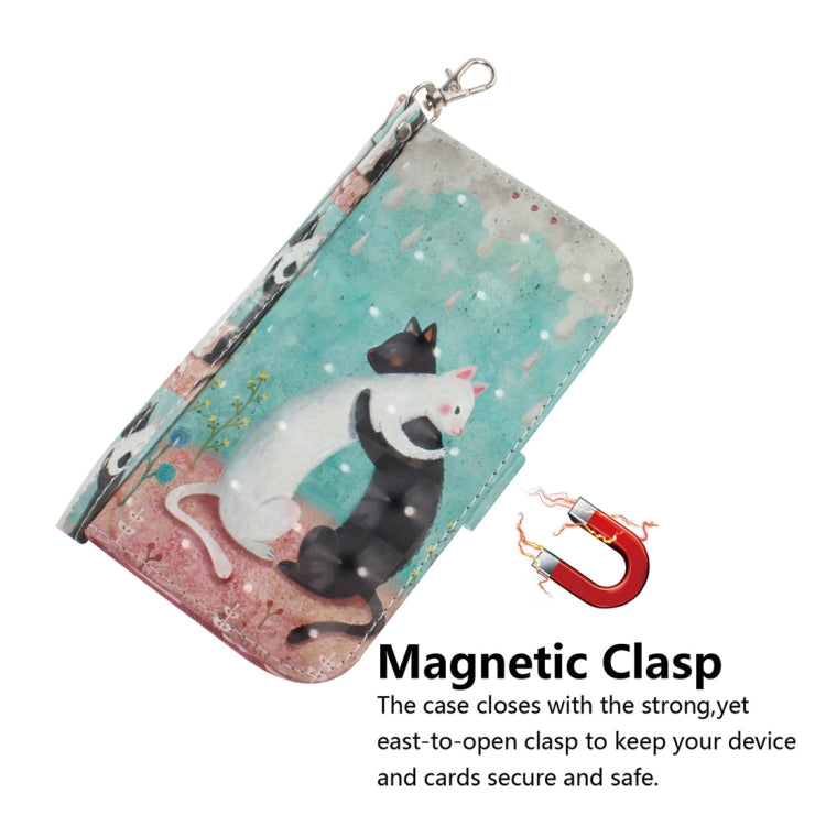3D Colored Drawing Cats Pattern Horizontal Flip Leather Case for Galaxy A60, with Holder & Card Slots & Wallet