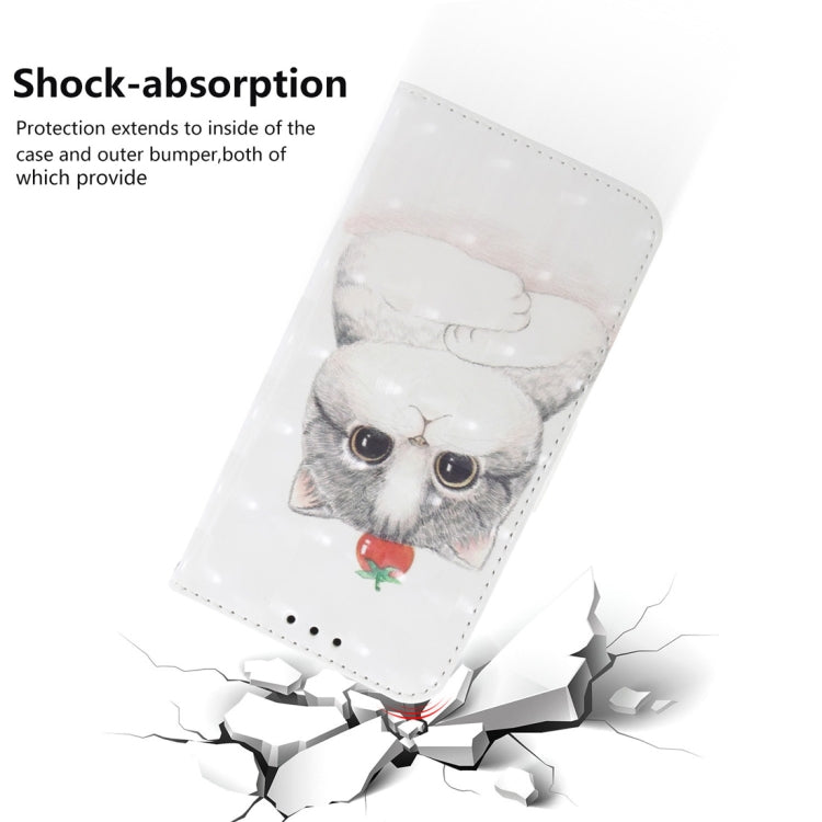 3D Colored Drawing Cute Cat Pattern Horizontal Flip Leather Case for Galaxy A60, with Holder & Card Slots & Wallet