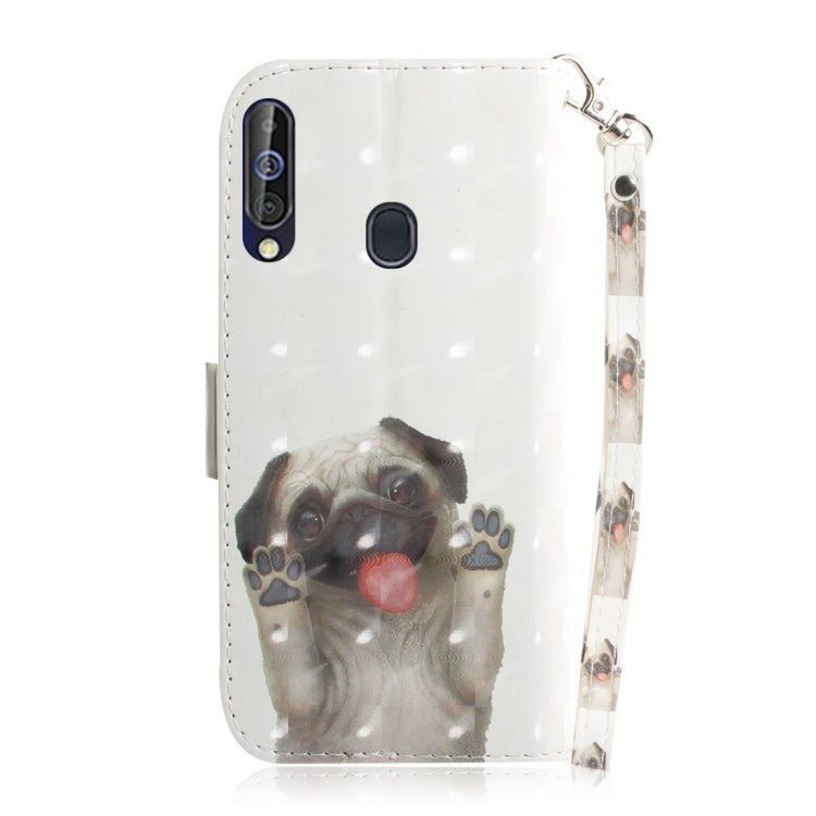 3D Colored Drawing Dog Pattern Horizontal Flip Leather Case for Galaxy A60, with Holder & Card Slots & Wallet