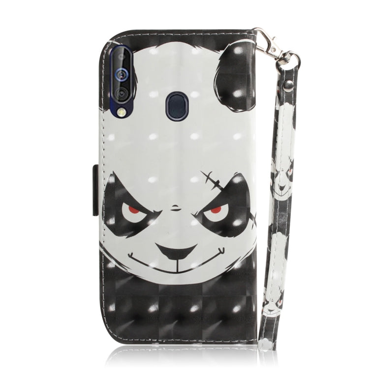 3D Colored Drawing Angry Bear Pattern Horizontal Flip Leather Case for Galaxy A60, with Holder & Card Slots & Wallet