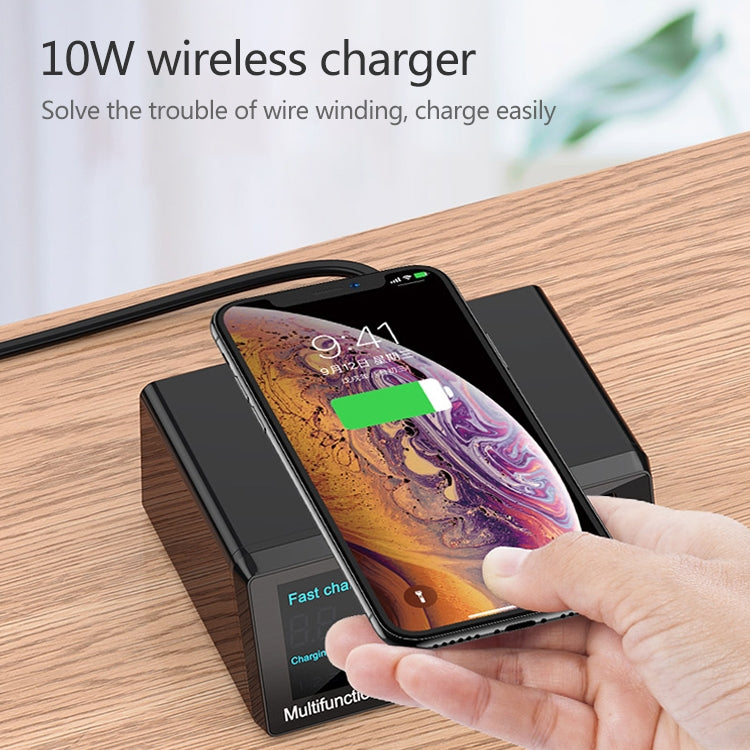 X9 9 in 1 QC 3.0 USB Interface + 6 USB Ports + PD 65W Ports + QI Wireless Fast Charging Multi-function Charger with LED Display