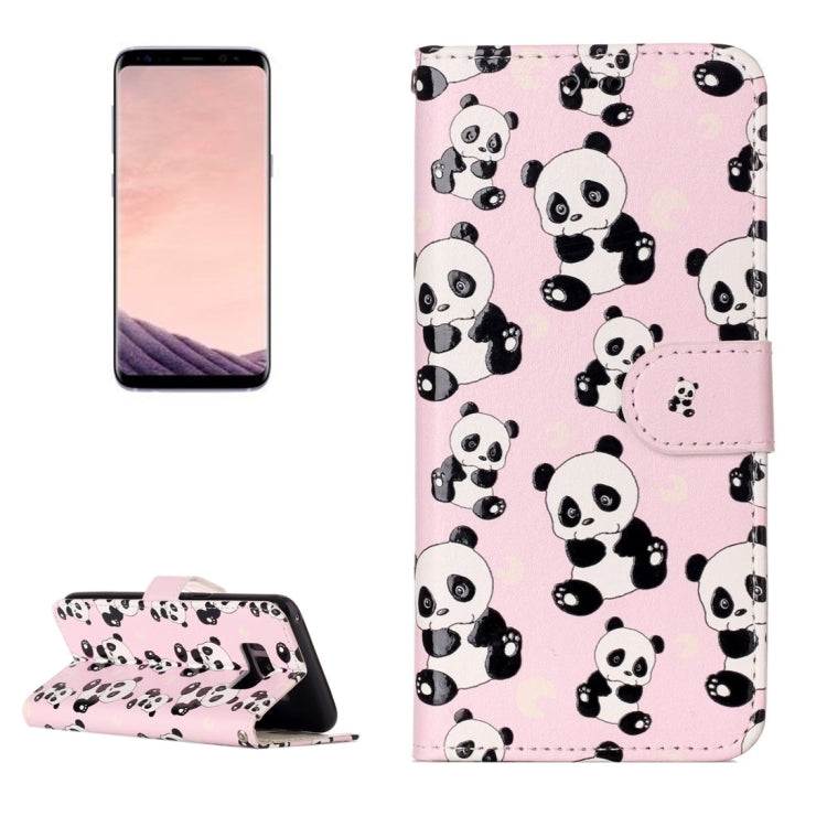 Étui à rabat horizontal en cuir brillant gaufré pour Galaxy S8 avec support, emplacements pour cartes, portefeuille et cadre photo