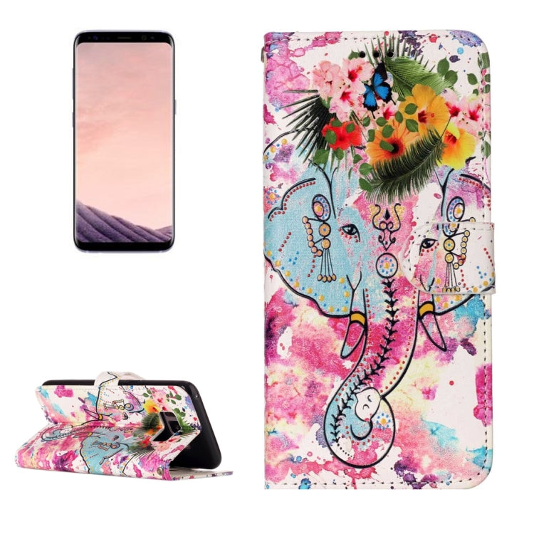 Étui à rabat horizontal en cuir brillant gaufré pour Galaxy S8 avec support, emplacements pour cartes, portefeuille et cadre photo