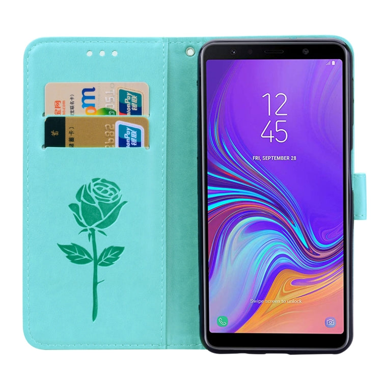 Rose Embossed Horizontal Flip PU Leather Case for Samsung Galaxy A7 (2018) , with Holder & Card Slots & Wallet