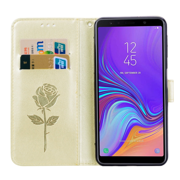 Rose Embossed Horizontal Flip PU Leather Case for Samsung Galaxy A7 (2018) , with Holder & Card Slots & Wallet, For Samsung Galaxy A7 (2018)
