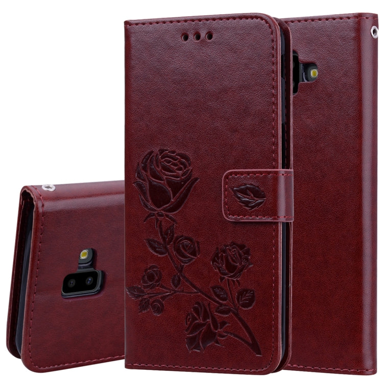 Rose Embossed Horizontal Flip PU Leather Case for Samsung Galaxy J6 Plus, with Holder & Card Slots & Wallet