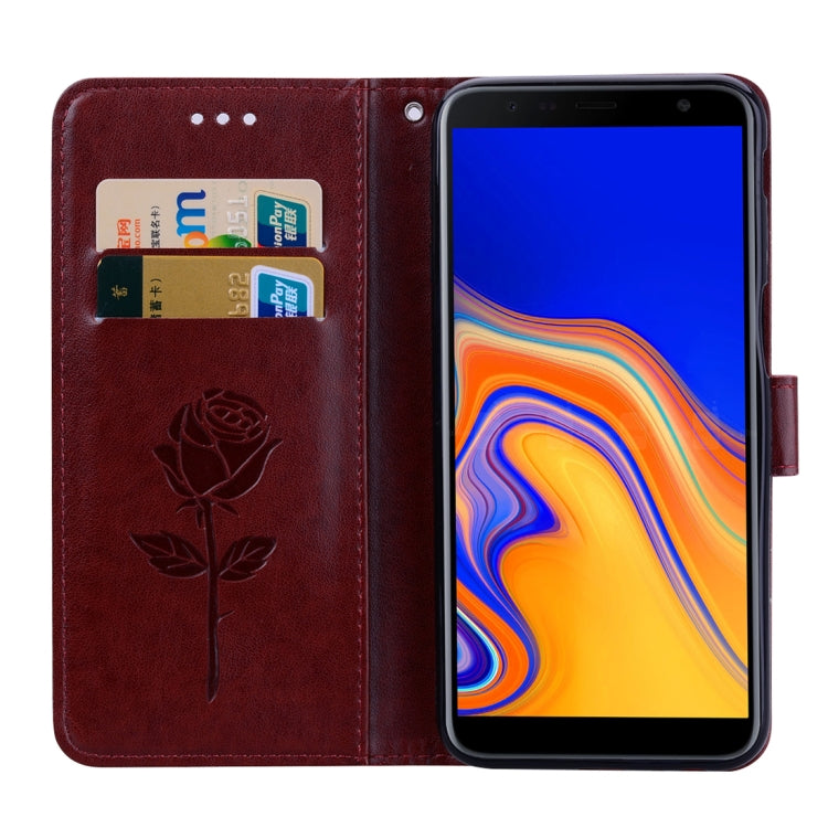 Rose Embossed Horizontal Flip PU Leather Case for Samsung Galaxy J6 Plus, with Holder & Card Slots & Wallet