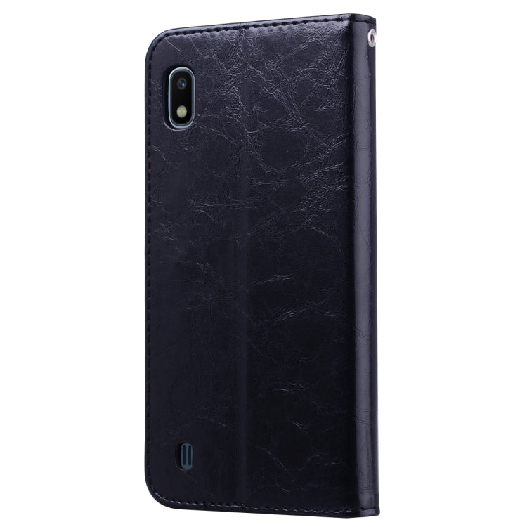 Business Style Oil Wax Texture Horizontal Flip Leather Case for Galaxy A10, with Holder & Card Slots & Wallet