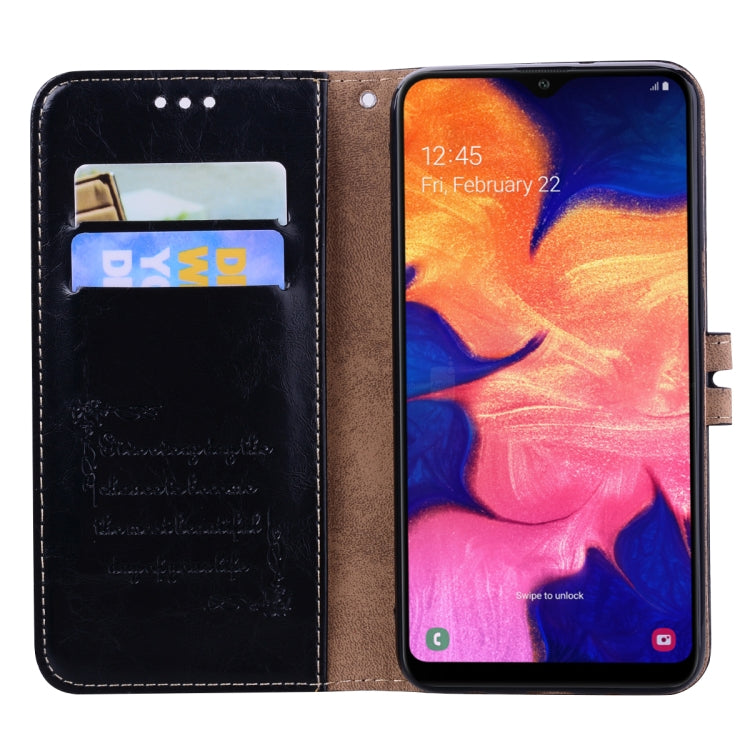 Business Style Oil Wax Texture Horizontal Flip Leather Case for Galaxy A10, with Holder & Card Slots & Wallet