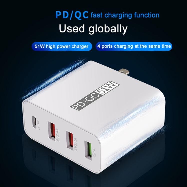 WLX-A6 4 Ports Quick Charging USB Travel Charger Power Adapter, UK Plug, UK Plug