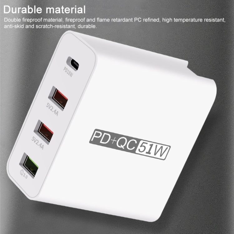 WLX-A6 4 Ports Quick Charging USB Travel Charger Power Adapter, UK Plug, UK Plug
