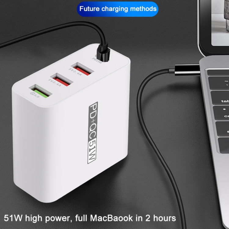 WLX-A6 4 Ports Quick Charging USB Travel Charger Power Adapter, UK Plug, UK Plug
