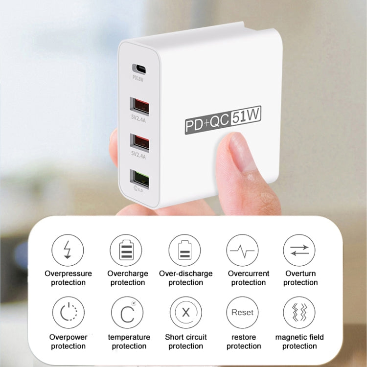 WLX-A6 4 Ports Quick Charging USB Travel Charger Power Adapter, UK Plug, UK Plug