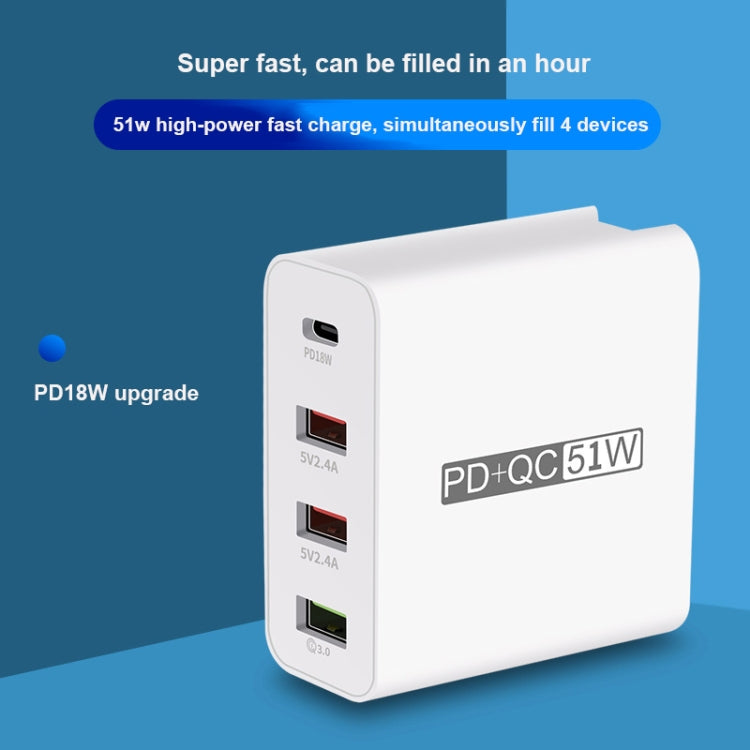WLX-A6 4 Ports Quick Charging USB Travel Charger Power Adapter, UK Plug, UK Plug