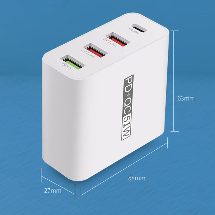 WLX-A6 4 Ports Quick Charging USB Travel Charger Power Adapter, EU Plug, EU Plug
