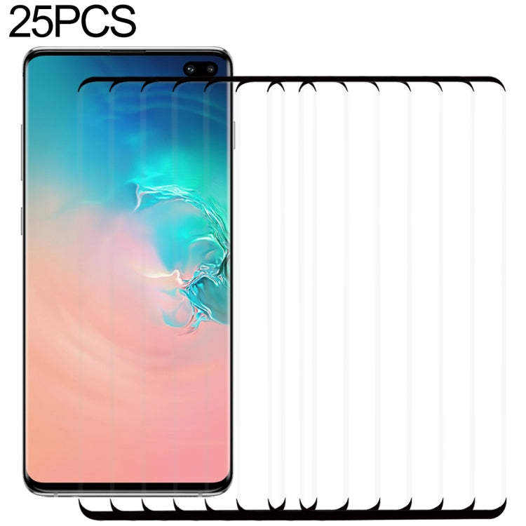 Lot de 25 films de protection d'écran incurvés en verre trempé 9H 2,5D de qualité supérieure pour Galaxy S10 Plus, version réduite