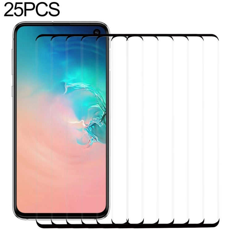 Lot de 25 films de protection d'écran incurvés en verre trempé 9H 2,5D de qualité supérieure pour Galaxy S10 E