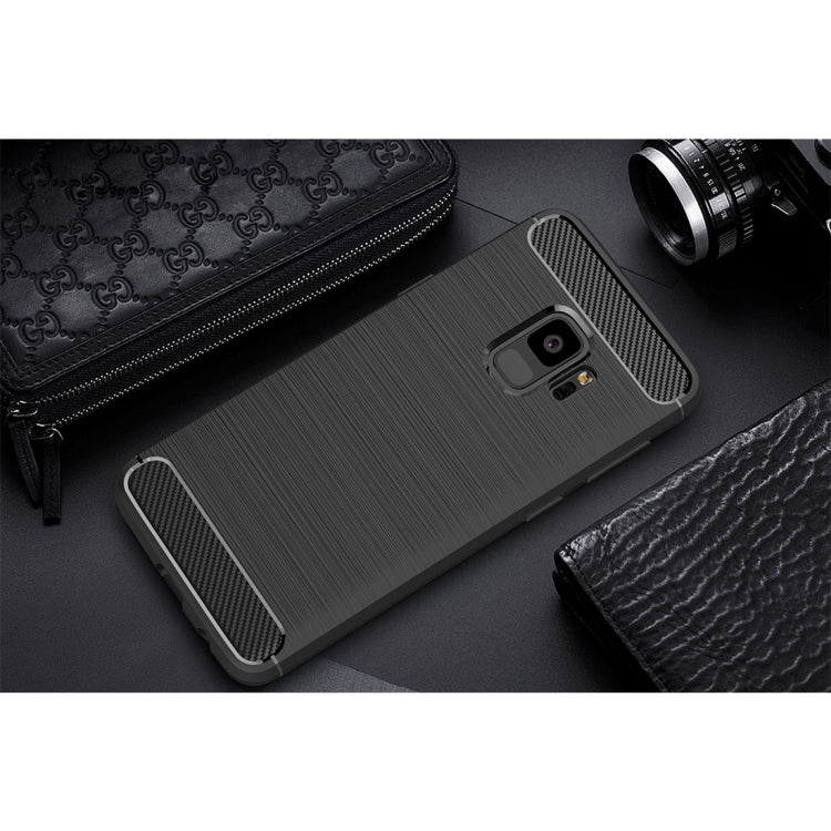 Coque arrière de protection antidérapante en TPU souple, texture fibre de carbone brossée, pour Galaxy S9, Samsung Galaxy S9
