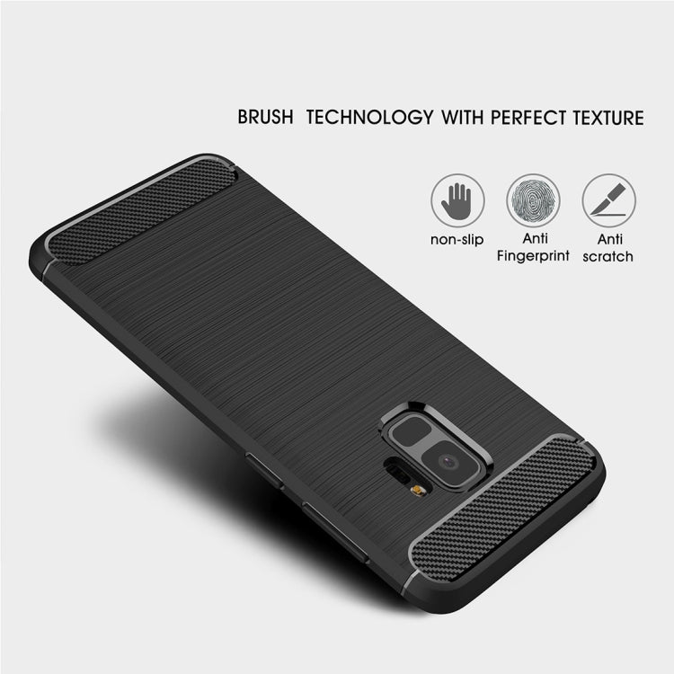 For Galaxy S9 Brushed Carbon Fiber Texture Soft TPU Anti-skip Protective Cover Back Case, For Samsung Galaxy S9, For Galaxy S9