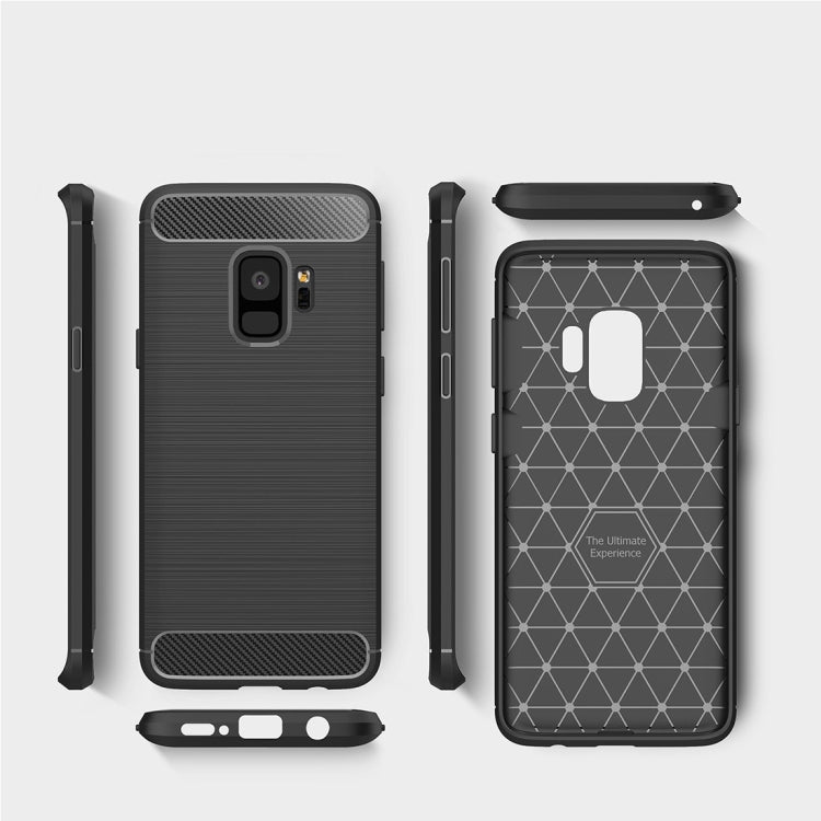 For Galaxy S9 Brushed Carbon Fiber Texture Soft TPU Anti-skip Protective Cover Back Case, For Samsung Galaxy S9, For Galaxy S9