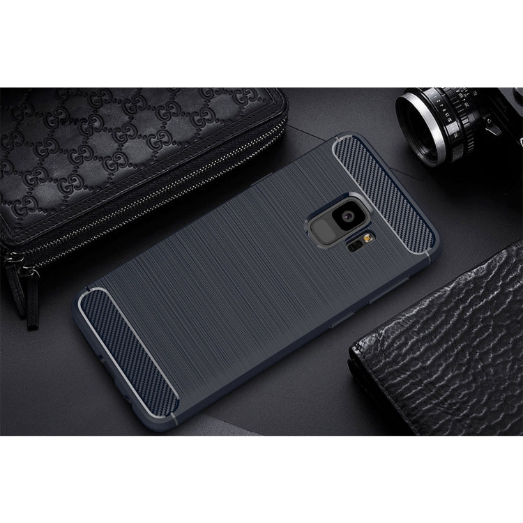 For Galaxy S9 Brushed Carbon Fiber Texture Soft TPU Anti-skip Protective Cover Back Case, For Samsung Galaxy S9, For Galaxy S9