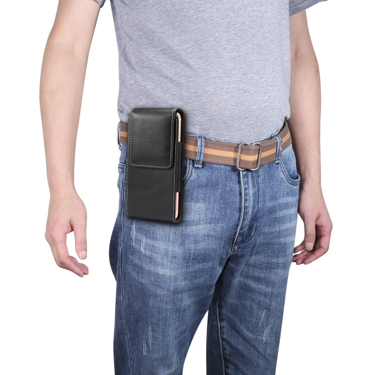 Men Lambskin Texture Multi-functional Universal Mobile Phone Waist Pack Leather Case for 6.3 Inch or Below Smartphones, For 6.3 inch