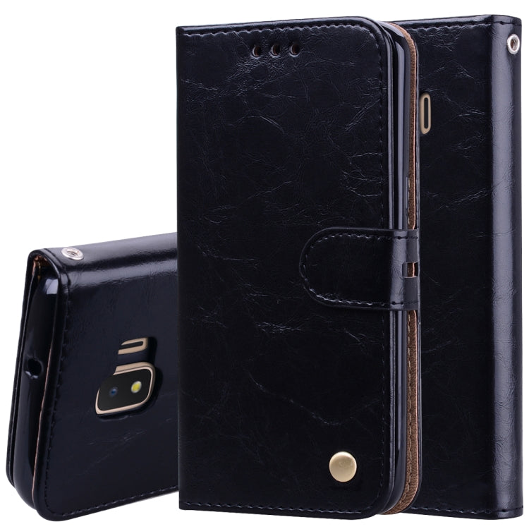 Business Style Oil Wax Texture Horizontal Flip Leather Case for Galaxy J2 Core, with Holder & Card Slots & Wallet