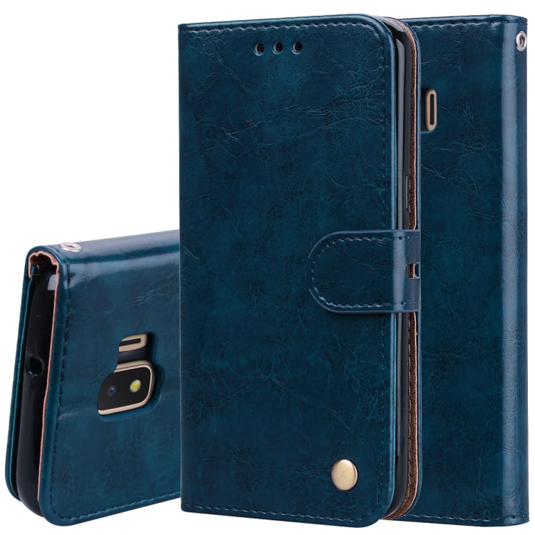 Business Style Oil Wax Texture Horizontal Flip Leather Case for Galaxy J2 Core, with Holder & Card Slots & Wallet