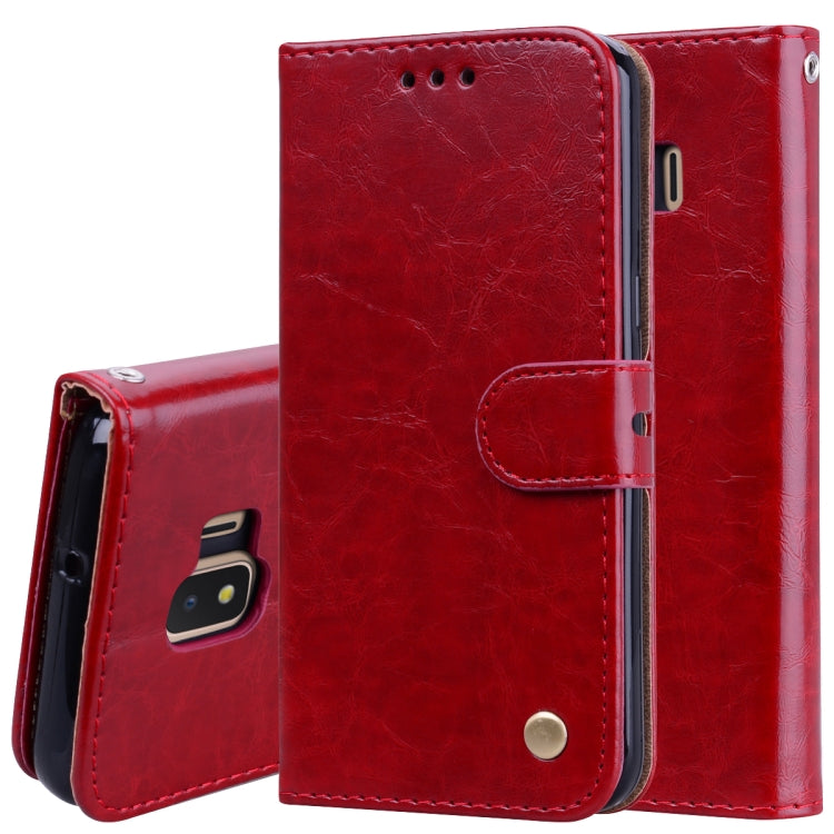 Business Style Oil Wax Texture Horizontal Flip Leather Case for Galaxy J2 Core, with Holder & Card Slots & Wallet, For Galaxy J2 Core