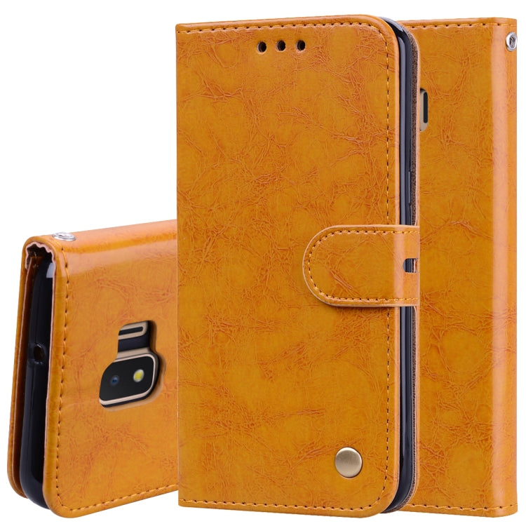 Business Style Oil Wax Texture Horizontal Flip Leather Case for Galaxy J2 Core, with Holder & Card Slots & Wallet