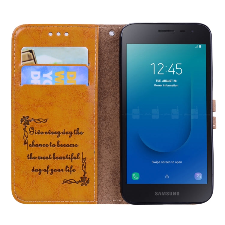Business Style Oil Wax Texture Horizontal Flip Leather Case for Galaxy J2 Core, with Holder & Card Slots & Wallet, For Galaxy J2 Core