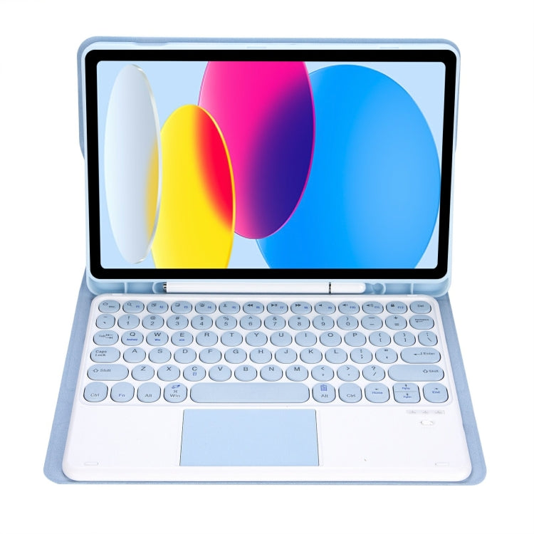 For iPad 11 2025 / 10th Gen 10.9 2022 YA10B-A Lambskin Texture Bluetooth Touch Keyboard Leather Tablet Case with Pen Slot, YA10B-A