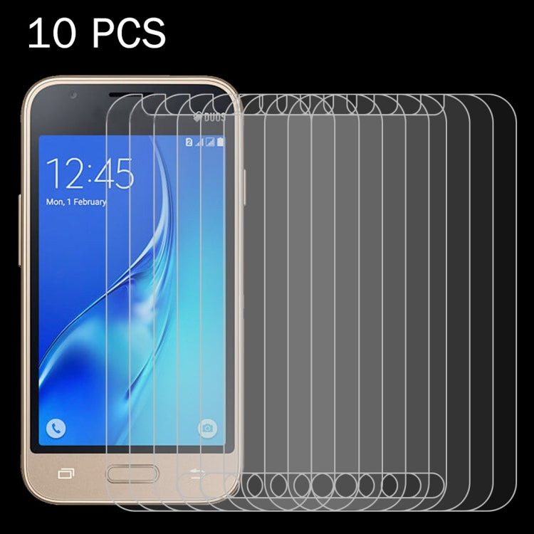 Lot de 10 films de protection d'écran en verre trempé antidéflagrant 2,5D pour Galaxy J1 Mini / J1 NXT / J105, dureté de surface 9H, 0,26 mm, pour J1 Mini / J1 NXT / J105